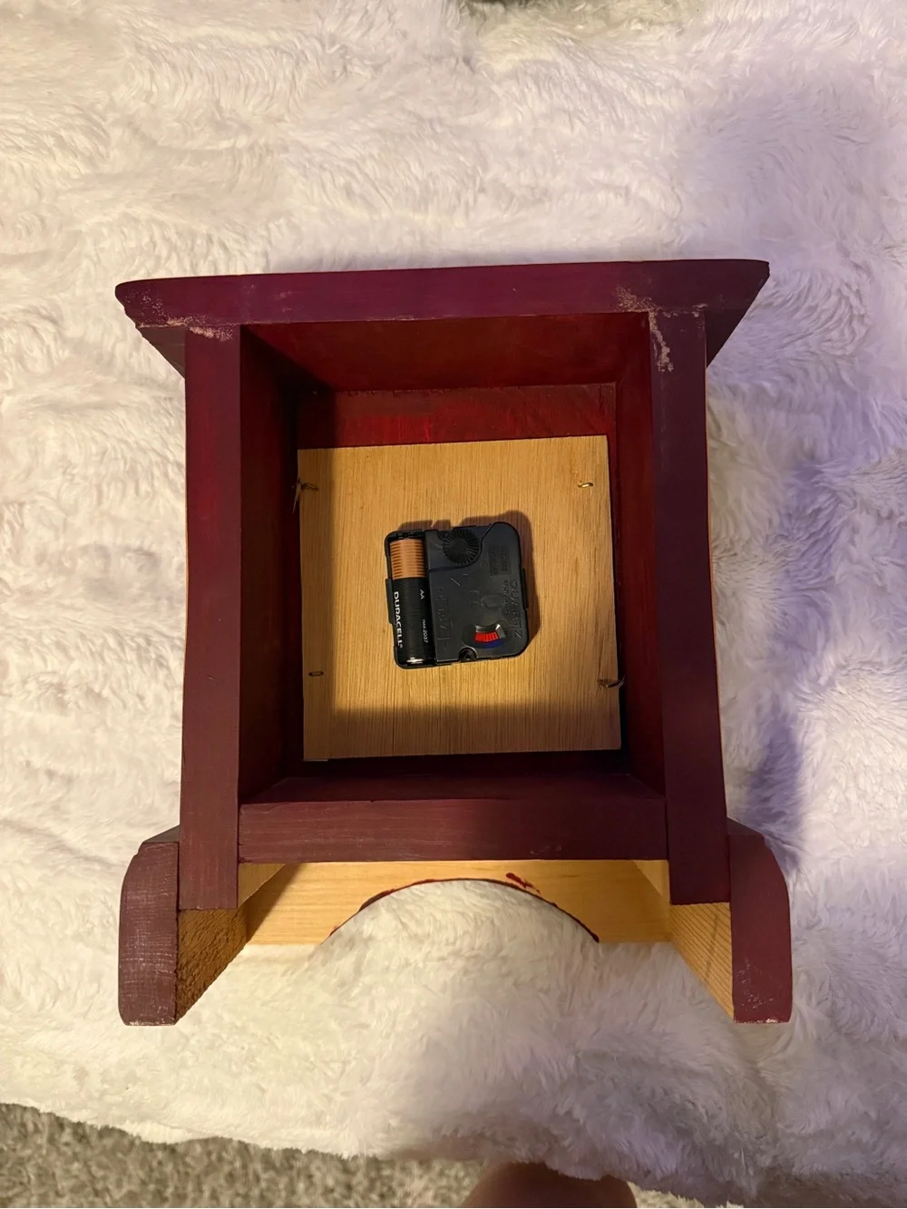 Vintage-Style Red Wooden Mantel Clock - Unbranded